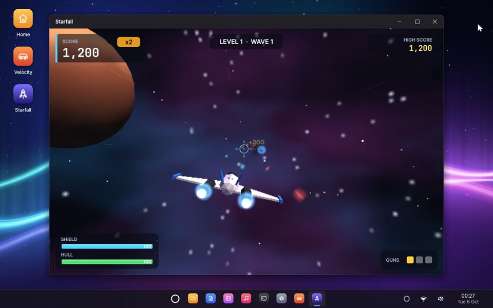 Starfall, a 3D space shooter among asteroids